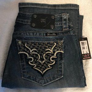 Medium Blue Wash Mid Rise Boot Cut Jeans